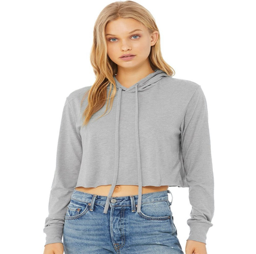 Triblend Cropped Long Sleeve Hoodie Grey