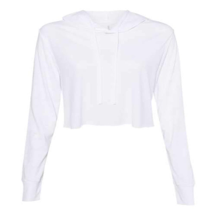 Triblend Cropped Long Sleeve Hoodie White