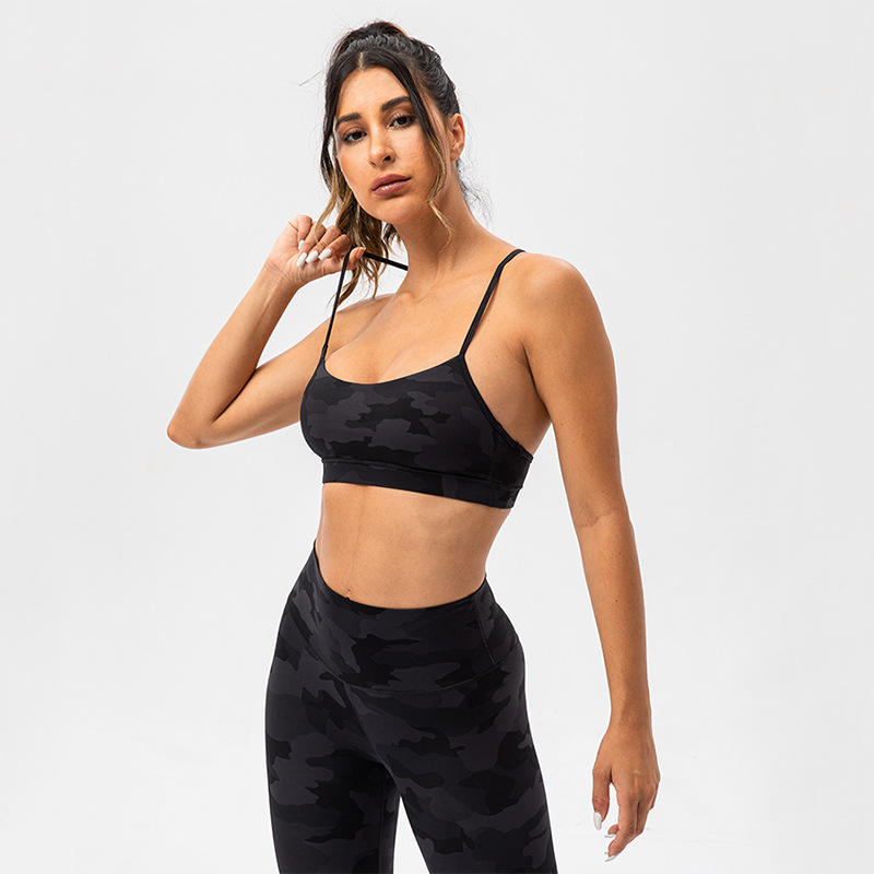 Linda Camo Sports Bra Black