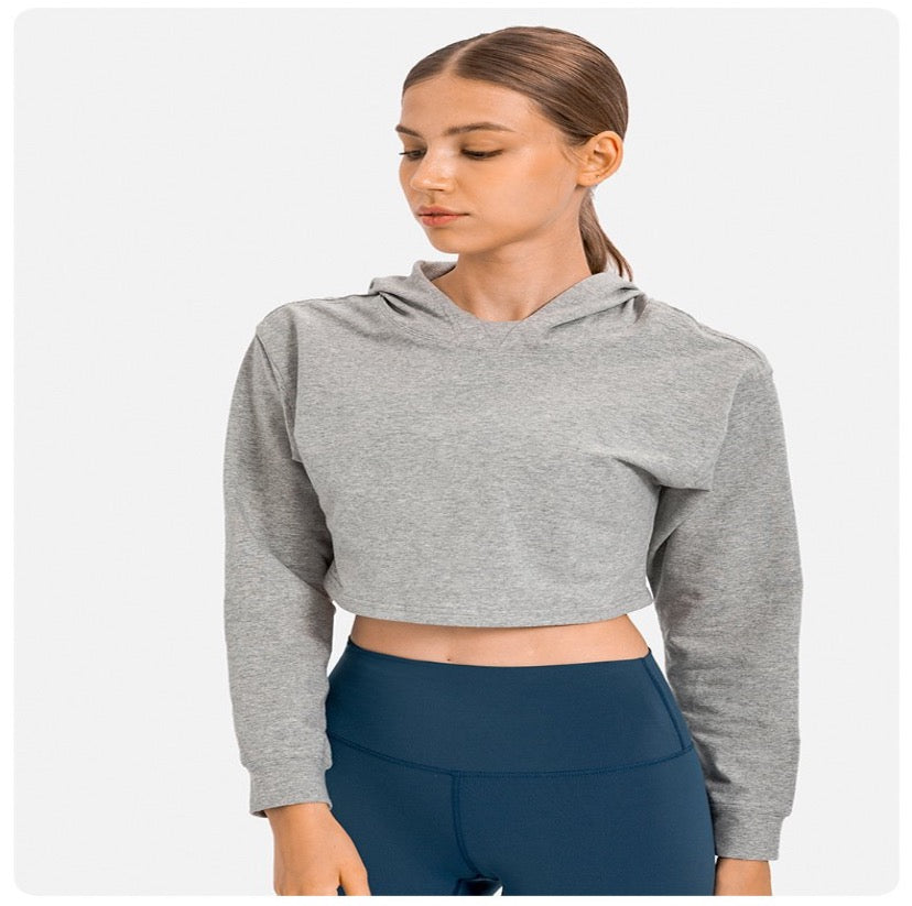 Gina Cropped Hoodie Grey