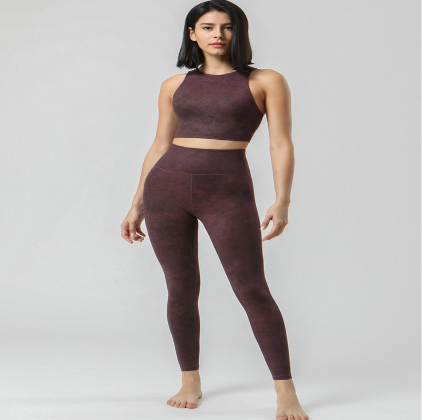 Kennedie Marble Leggings Burgundy