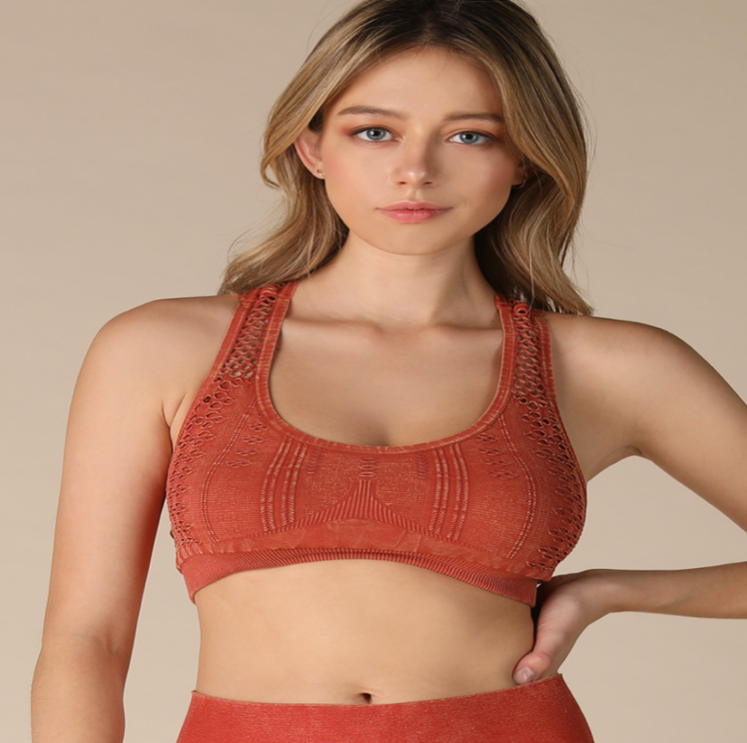 Vintage Peephole Detailed Bralette Rust