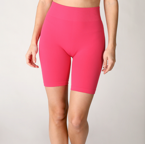 Chevron Biker Shorts Hot Pink