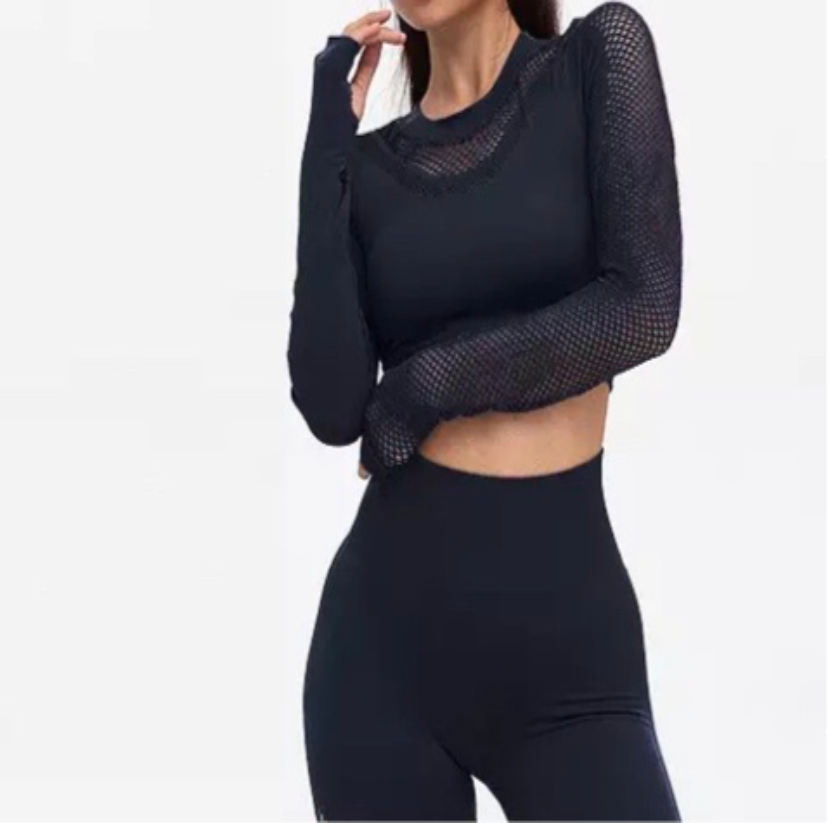 Sierra Long Sleeve Crop Top Black